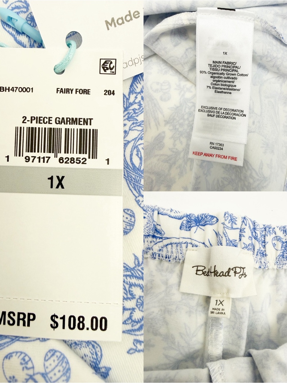 BedHead PJs X Anthropologie Fairytale Forest Pajama Set Blue White Two (2) Piece - Picture 16 of 16